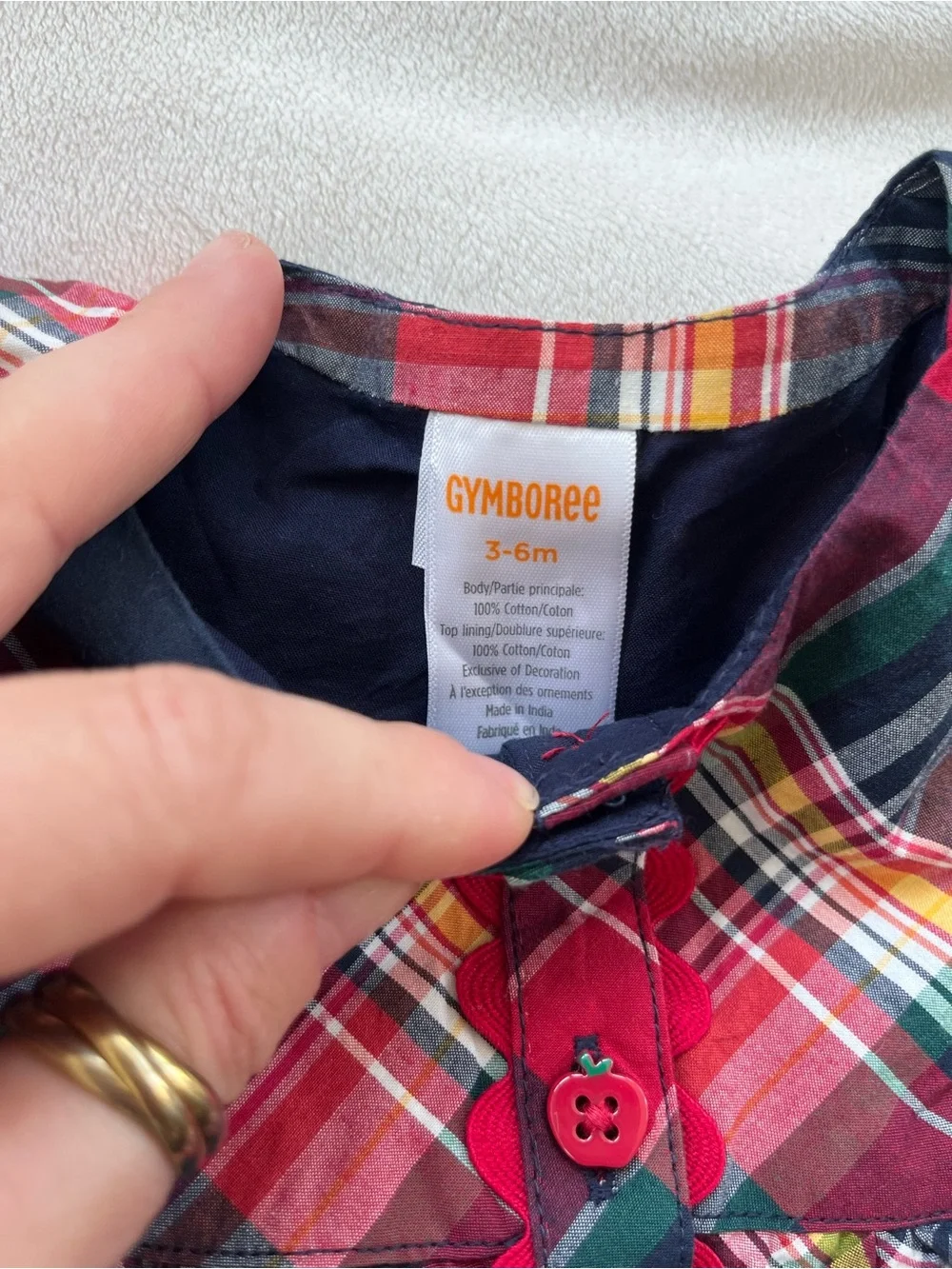 Gymboree Red and Navy Plaid Button-Front Dress